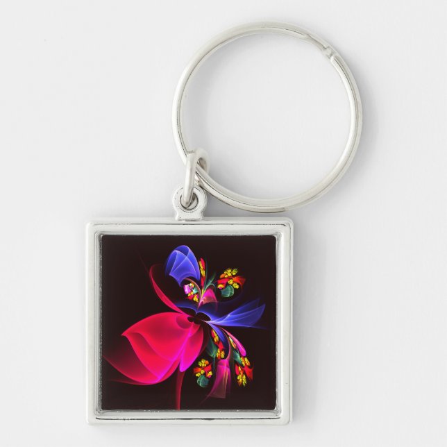 Modern Colourful Floral Abstract Art Pattern #06 Key Ring (Front)