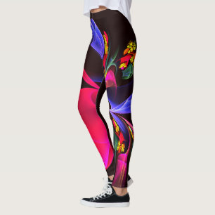 Modern Colourful Floral Abstract Art Pattern #06 Leggings