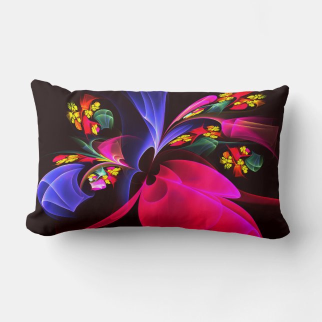 Modern Colourful Floral Abstract Art Pattern #06 Lumbar Cushion (Front)