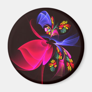 Modern Colourful Floral Abstract Art Pattern #06 Magnet