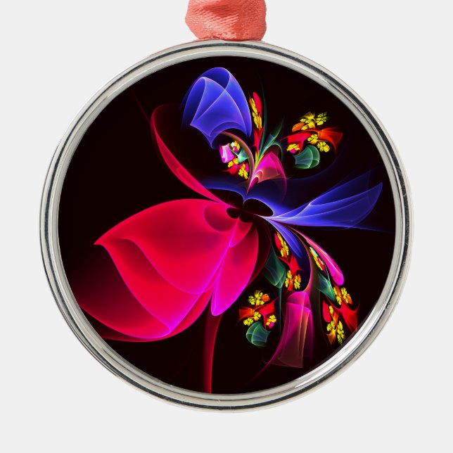 Modern Colourful Floral Abstract Art Pattern #06 Metal Ornament (Front)
