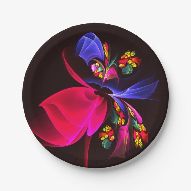 Modern Colourful Floral Abstract Art Pattern #06 Paper Plate (Front)