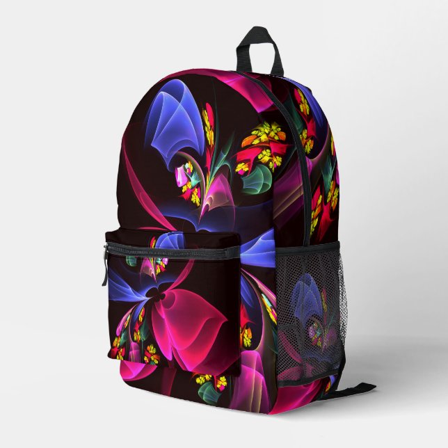 Modern Colourful Floral Abstract Art Pattern #06 Printed Backpack (Back Corner Right)