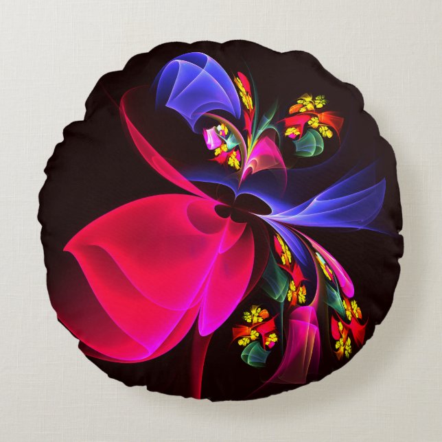 Modern Colourful Floral Abstract Art Pattern #06 Round Cushion (Front)