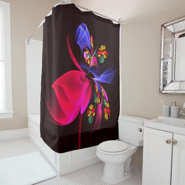 Modern Colourful Floral Abstract Art Pattern #06 Shower Curtain (In Situ)
