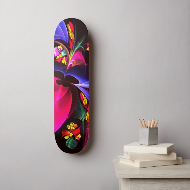 Modern Colourful Floral Abstract Art Pattern #06 Skateboard (Wall Art)