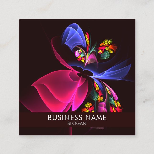 Modern Colourful Floral Abstract Art Pattern #06 Square Business Card (Front)