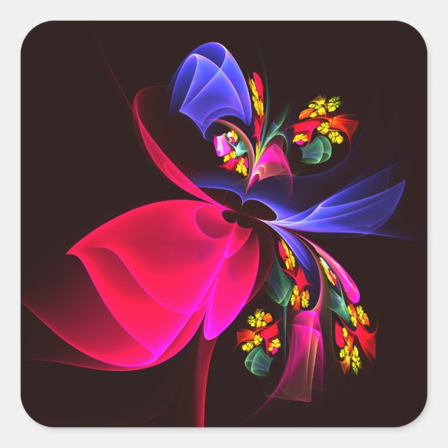 Modern Colourful Floral Abstract Art Pattern #06 Square Sticker (Front)