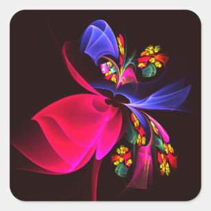 Modern Colourful Floral Abstract Art Pattern #06 Square Sticker