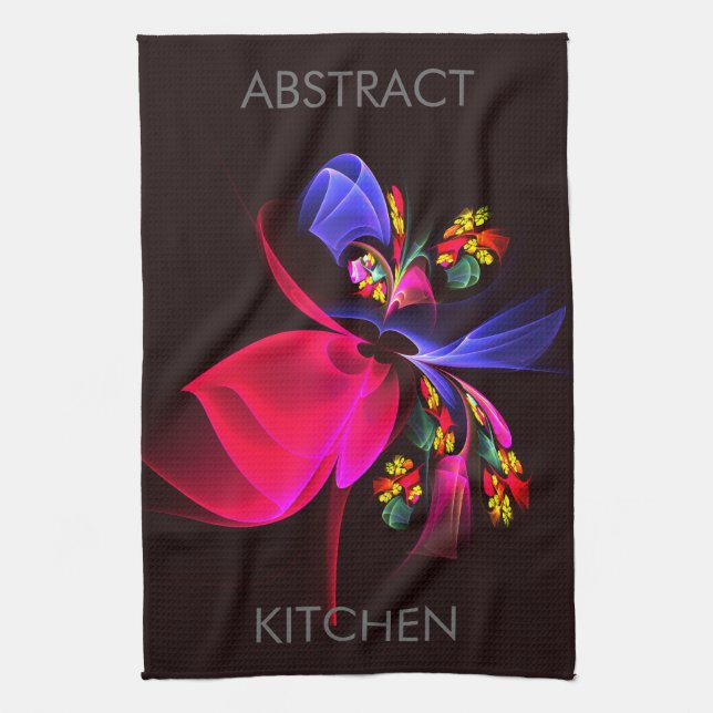 Modern Colourful Floral Abstract Art Pattern #06 Tea Towel (Vertical)