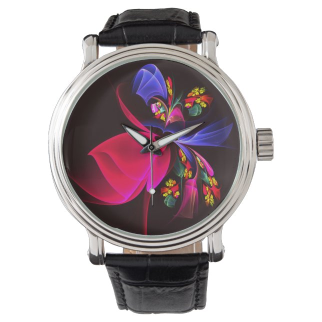 Modern Colourful Floral Abstract Art Pattern #06 Watch (Front)