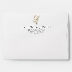 Modern Colourful Floral Bouquet Wildflowers Weddin Envelope