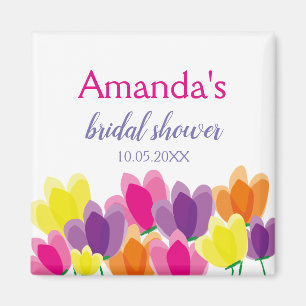 Modern Colourful Floral Bridal Shower Magnet