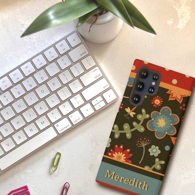 Modern Colourful Floral Dragonfly Inspirivity  Samsung Galaxy S21 Ultra Case (Fun, customizable, Inspirivity1, funk, phone case)