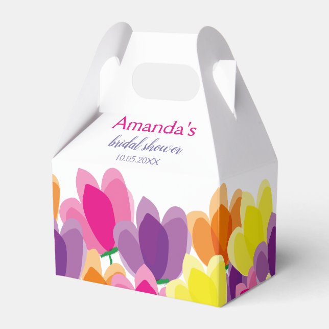 Modern Colourful Floral Favour Box (Front Side)