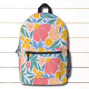 Modern Colourful Floral Flower Botanical Pattern Printed Backpack