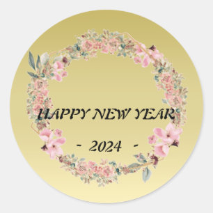 Modern colourful  floral flower custom monogram  classic round sticker