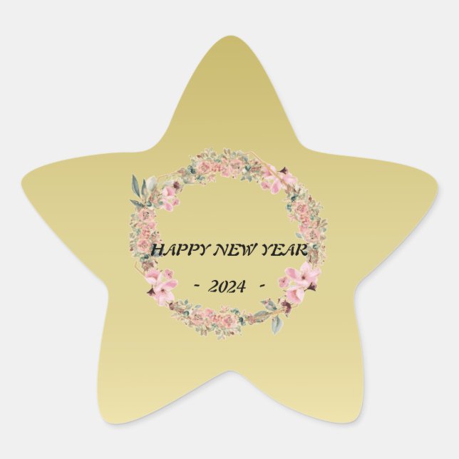 Modern colourful  floral flower custom monogram  star sticker (Front)