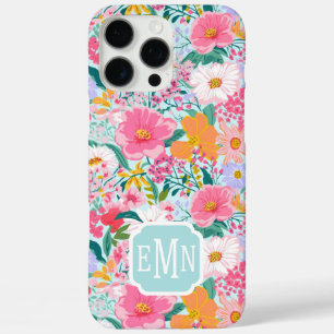 Modern Colourful Floral Garden Monogrammed iPhone 16 Pro Max Case