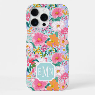 Modern Colourful Floral Garden Monogrammed iPhone 16 Pro Max Case