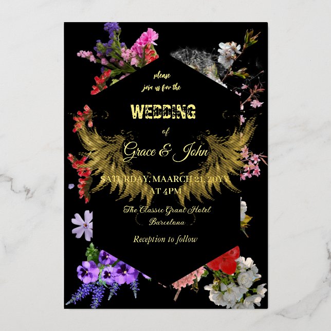 Modern Colourful Floral Geometric Border Wedding (Front)