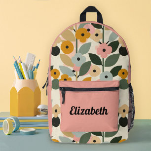 Modern Colourful Floral Pattern Girls School Printed Backpack