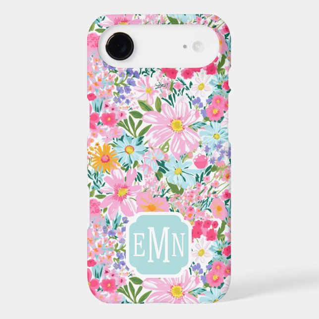 Modern Colourful Flower Garden Monogrammed (Back)