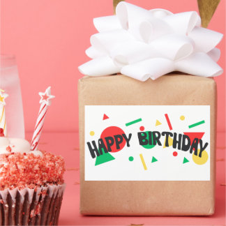 Modern colourful for children Happy Birthday Squar Rectangular Sticker