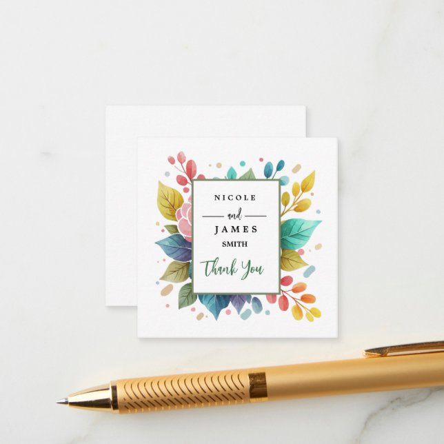 Modern Colourful Fowers Watercolor Enclosure Card (Front/Back In Situ)