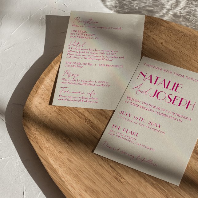 Modern Colourful French Retro All In One Wedding Invitation (Creator Uploaded)