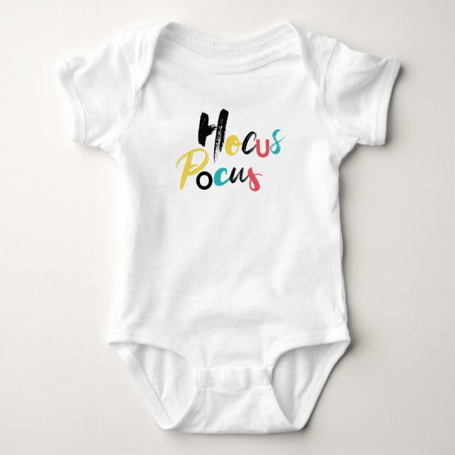Modern, colourful, fun, cool, trendy Hocus Pocus Baby Bodysuit (Front)