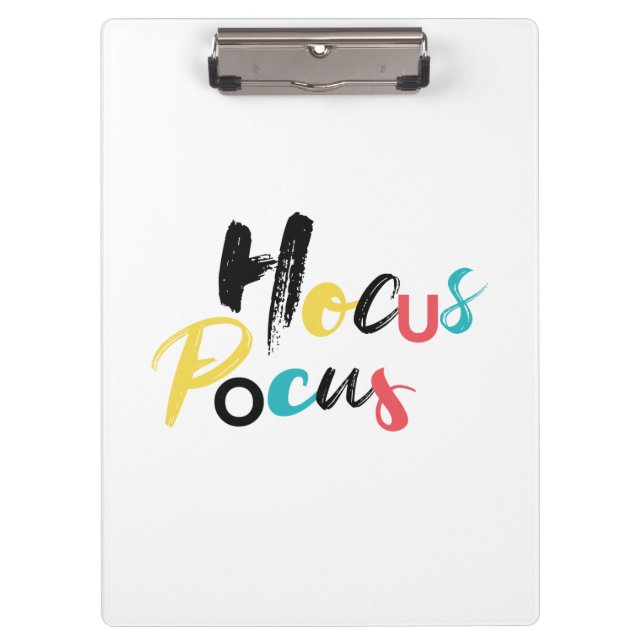 Modern, colourful, fun, cool, trendy Hocus Pocus Clipboard (Front)