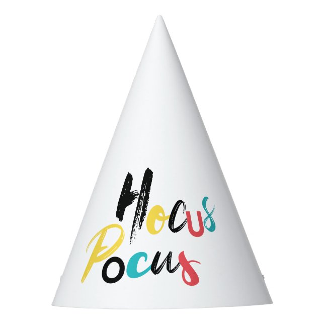 Modern, colourful, fun, cool, trendy Hocus Pocus Party Hat (Front)
