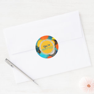 Modern Colourful Fun Geo Abstract Artwork  Classic Round Sticker
