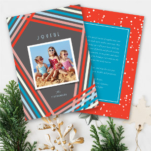 Modern Colourful Fun Ribbon Stripes Christmas Phot Holiday Card