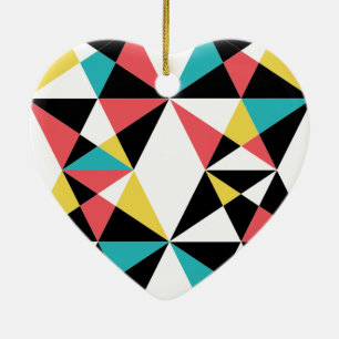 Modern, colourful, fun, trendy, geometric pattern ceramic ornament
