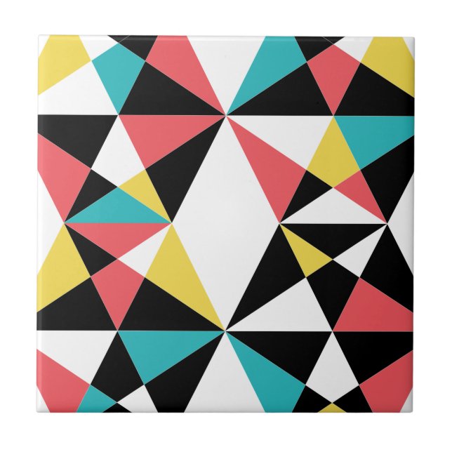 Modern, colourful, fun, trendy, geometric pattern ceramic tile (Front)