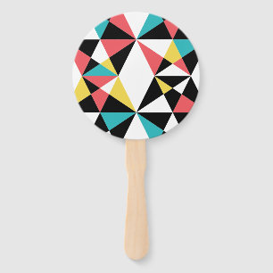Modern, colourful, fun, trendy, geometric pattern hand fan