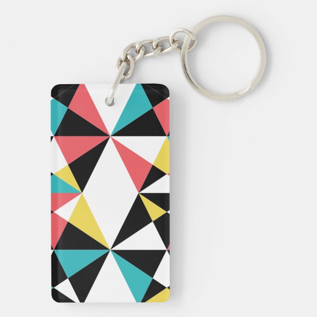 Modern, colourful, fun, trendy, geometric pattern key ring (Back)