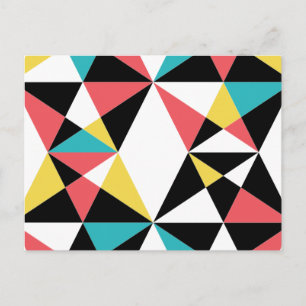 Modern, colourful, fun, trendy, geometric pattern postcard