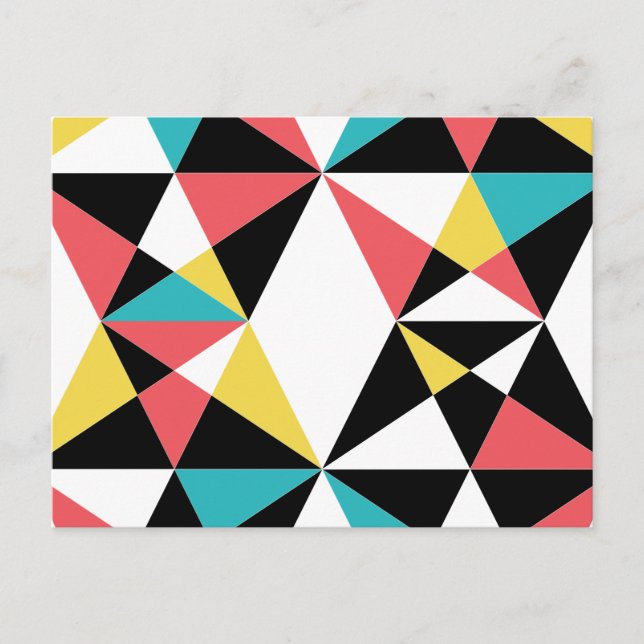 Modern, colourful, fun, trendy, geometric pattern postcard (Front)