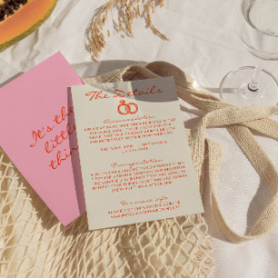 Modern colourful Funky Retro Fun Wedding Details Enclosure Card