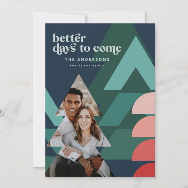 Modern colourful geometric abstract holiday photo card (Front)