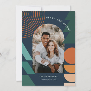 Modern colourful geometric abstract holiday photo card