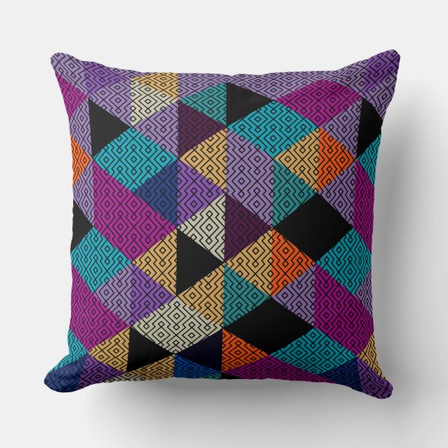 Modern Colourful Geometric Design Cushion (Front)