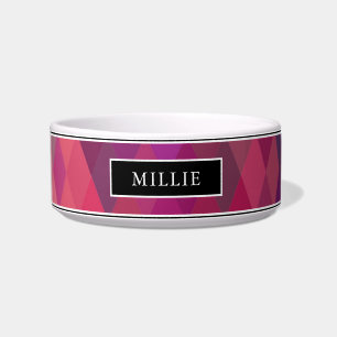 Modern Colourful Geometric Diamond Pattern Name Bowl