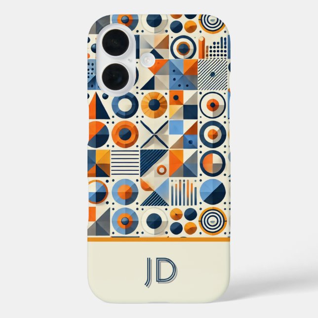 Modern Colourful Geometric Monogrammed Case-Mate iPhone Case (Back)