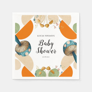 Modern Colourful Geometric Mushroom Baby Shower Napkin