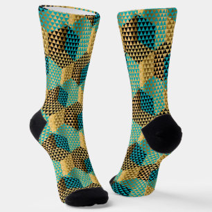 Modern Colourful Geometric Octagon Pattern Socks