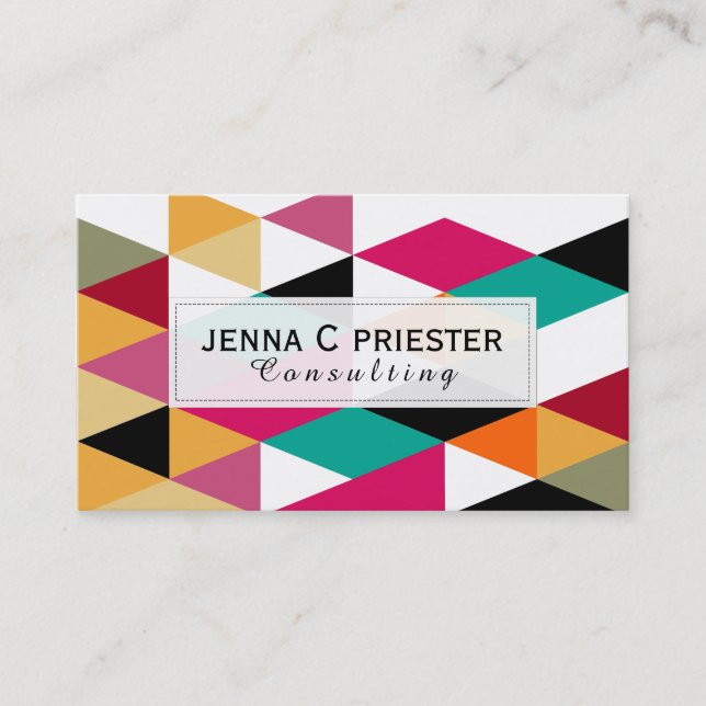 Modern Colourful Geometric Pattern Business Card (Front)